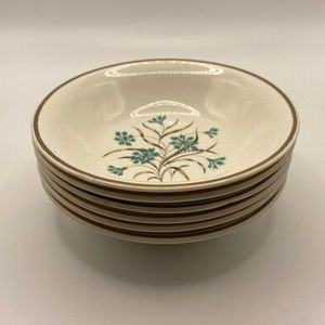 Vintage Taylor Smith & Taylor Teal blue flowers with brown.